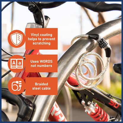 Wordcode Braided Cable Combination Bikelock - 8mm x 1.52m