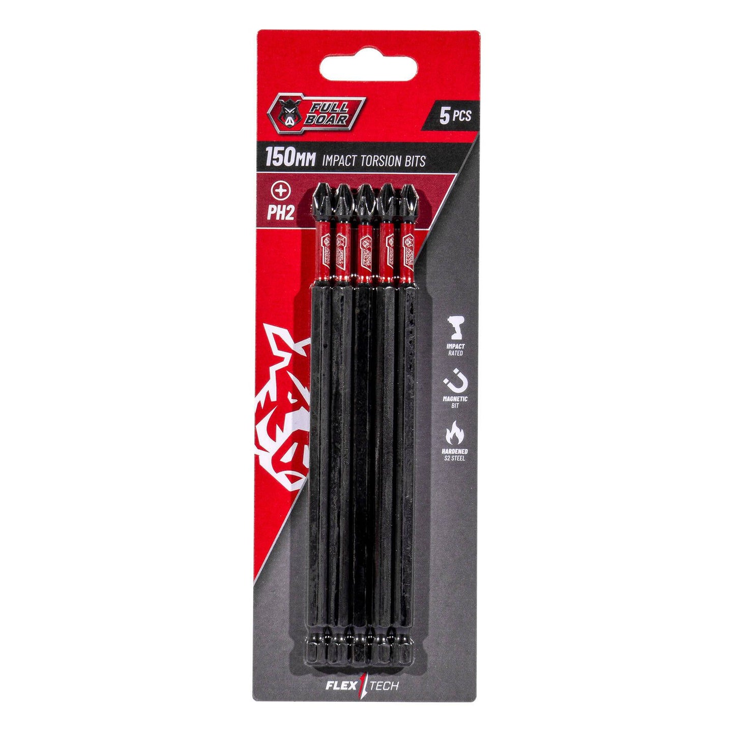 Full Boar Impact Torsion Bit - PH2 x 150mm - 5 Pack