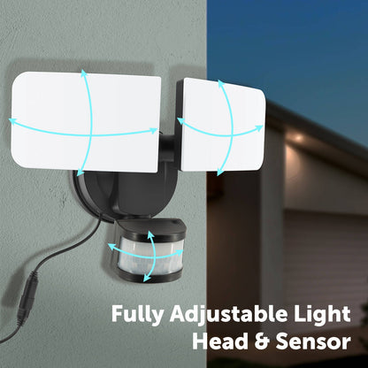 Arlec Solar Hybrid Powered Ketupa Twin Head Security Floodlight - 1000 Lumens - Black