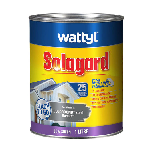 Wattyl Solagard Exterior Paint - 1L - Basalt - Low Sheen