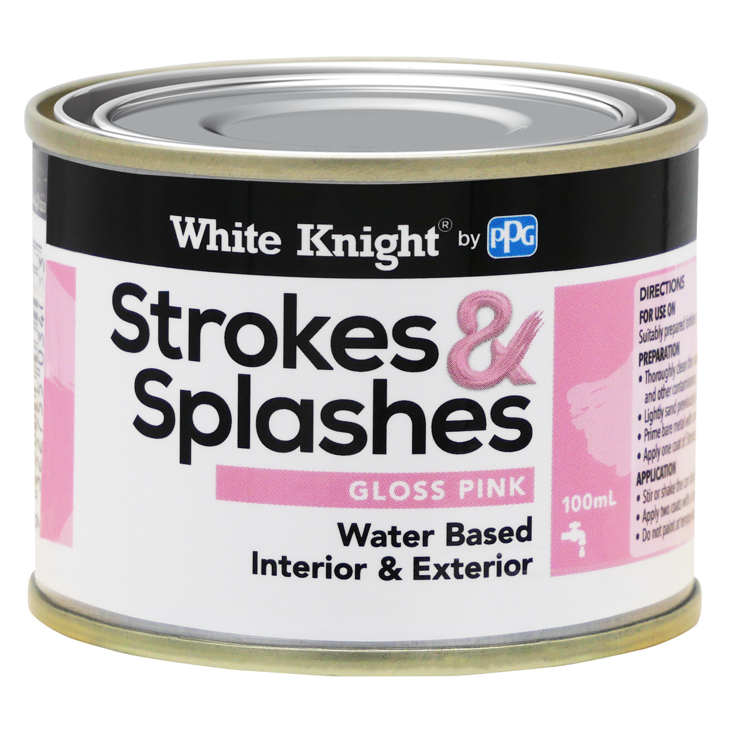 White Knight Pink Gloss Strokes and Splashes Paint - 100ml