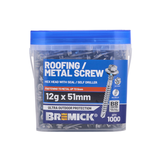Bremick Metal Hex Screw - 12g x 51mm - 1000 Pack