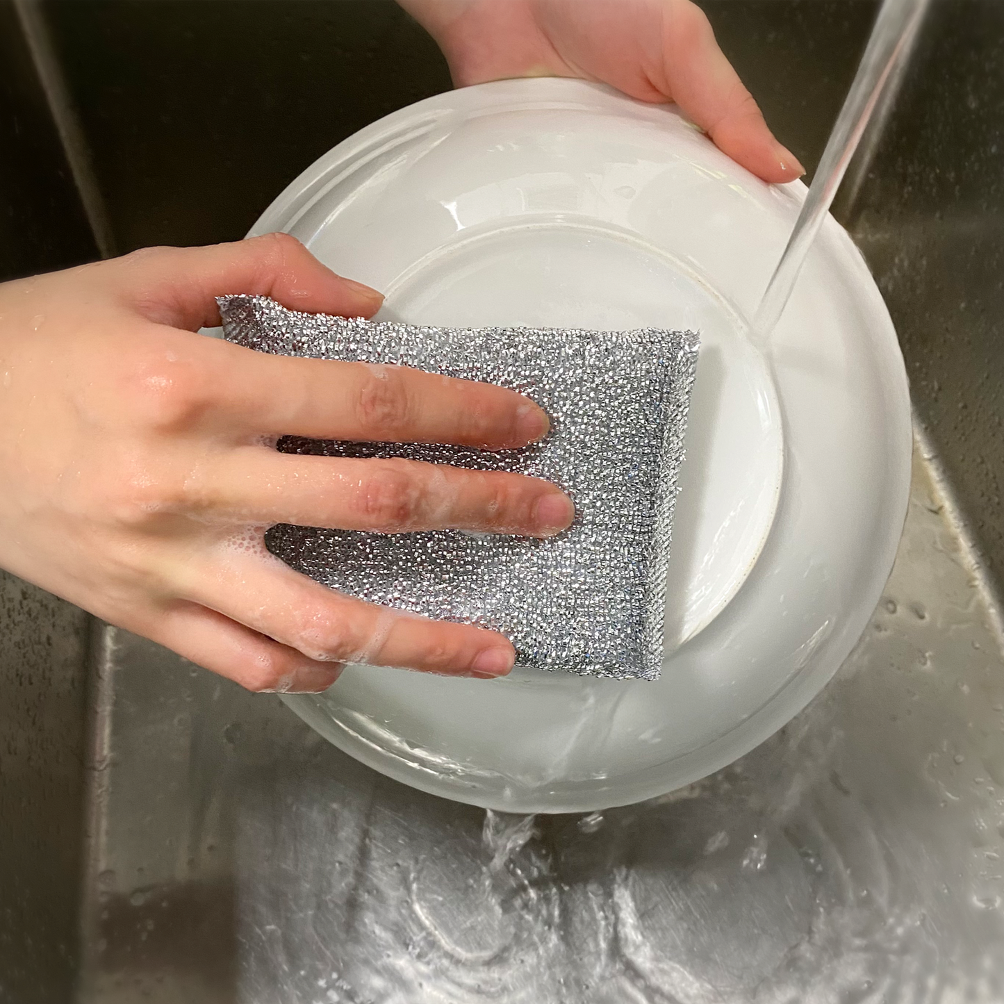 All Set Mesh Sponge Scourer - 180 x 25 x 120mm - 5 Pack - Silver