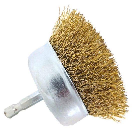 Josco 75mm Cup Brush - Brass Coated High Carbon Steel - Rust Removal