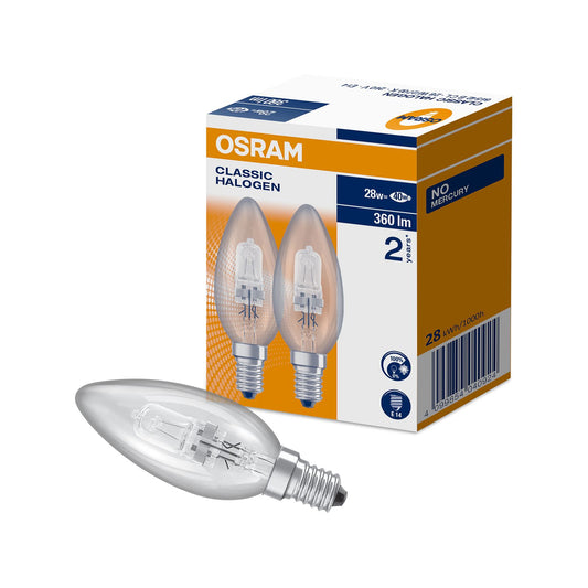 Osram SES Halogen Candle Light Globe - 28W - 2 Pack