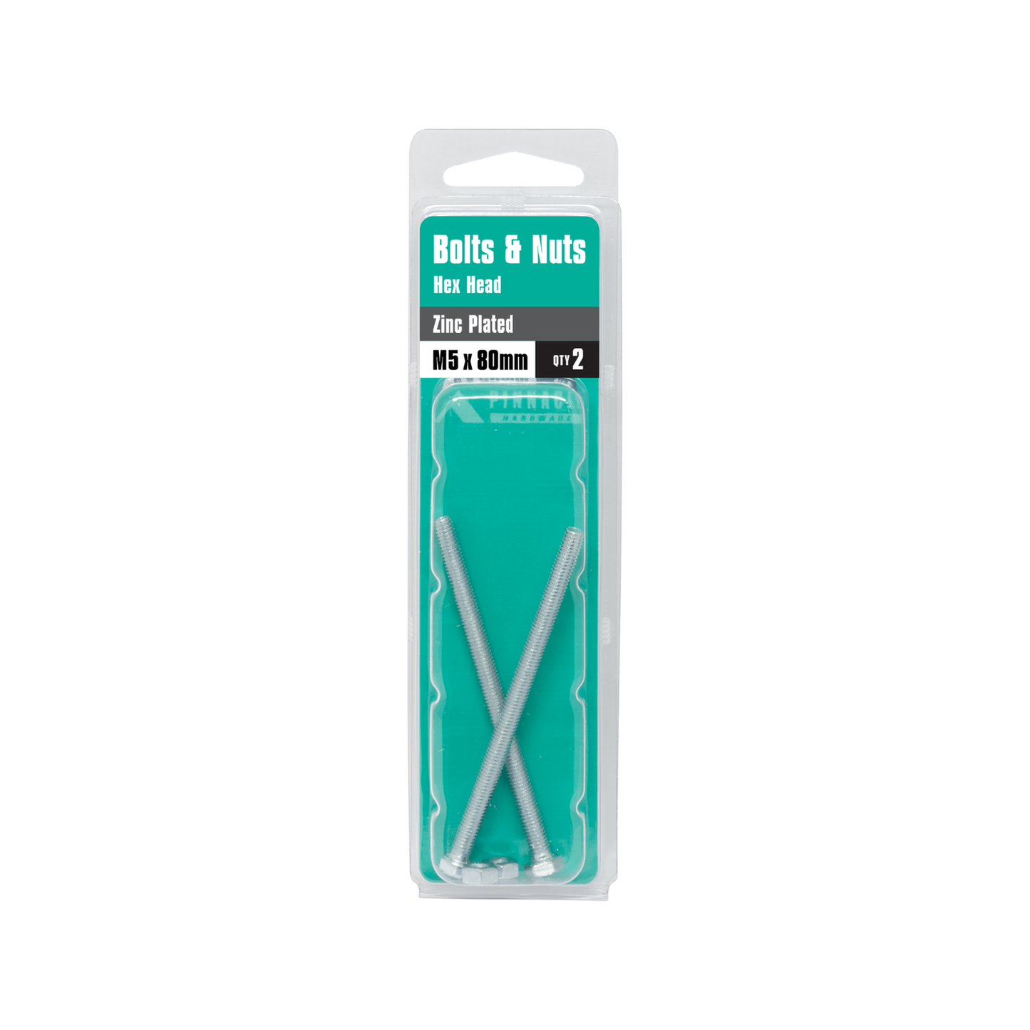 Pinnacle Hex Head Bolts and Nuts - M5 x 80mm - 2 Pack