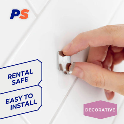 Permastik Mini Stainless Square Hooks - Holds 300g - 9 Pack