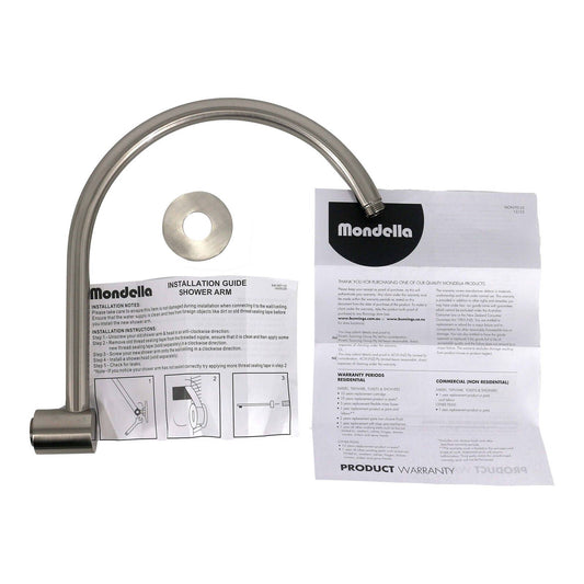Mondella Gooseneck Shower Arm - 300mm - Brushed Nickel