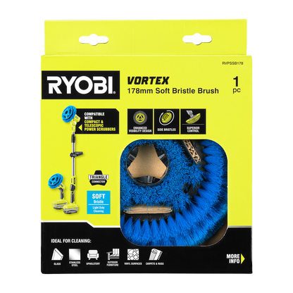 Ryobi Soft Bristle Power Scrubber Brush - 178mm