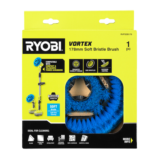 Ryobi Soft Bristle Power Scrubber Brush - 178mm
