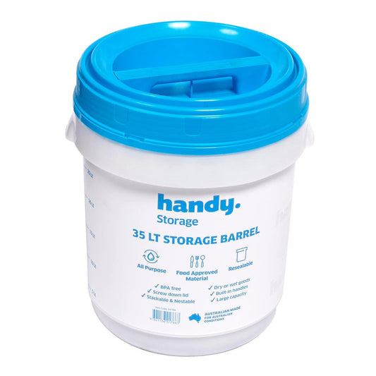 Handy 35L Storage Barrel - BPA-Free Plastic - Stackable - Durable