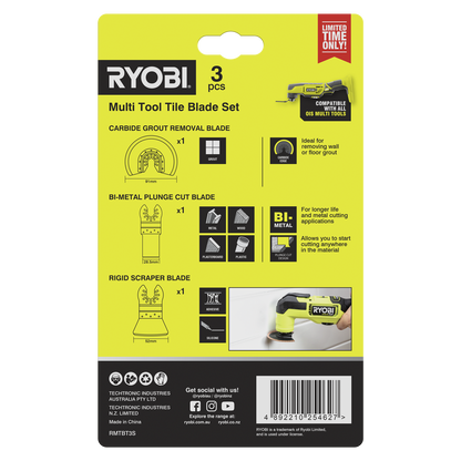 Ryobi Multi Tool Tile Blade Set - 91mm - 3 Piece