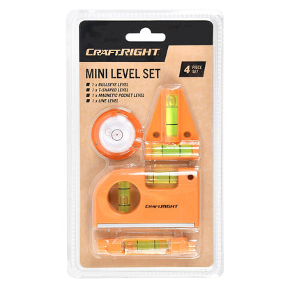 Craftright Mini Level Set - 4 Piece - 85 x 20 x 130mm