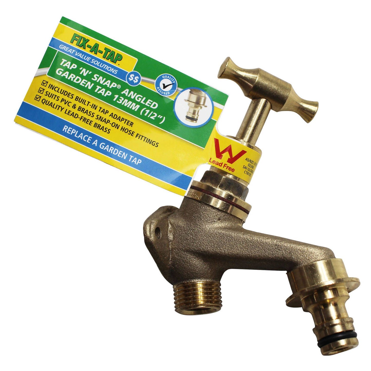 Fix a Tap Angled Garden Tap N Snap - 13mm - T Handle