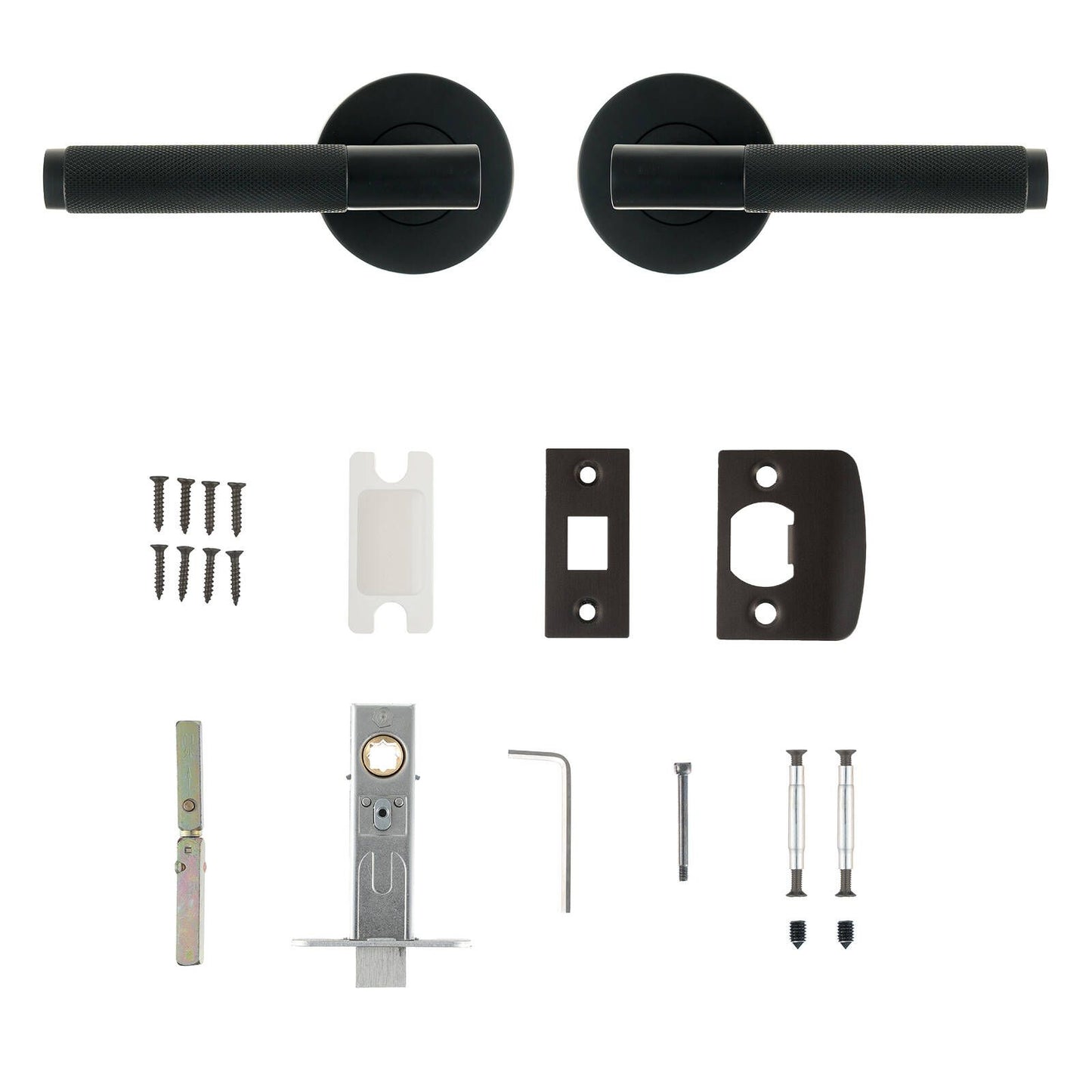 Ikonic Black Matte Knurled Privacy Lever Set