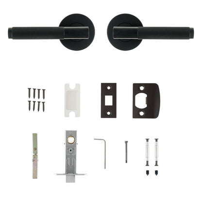 Ikonic Black Matte Knurled Privacy Lever Set