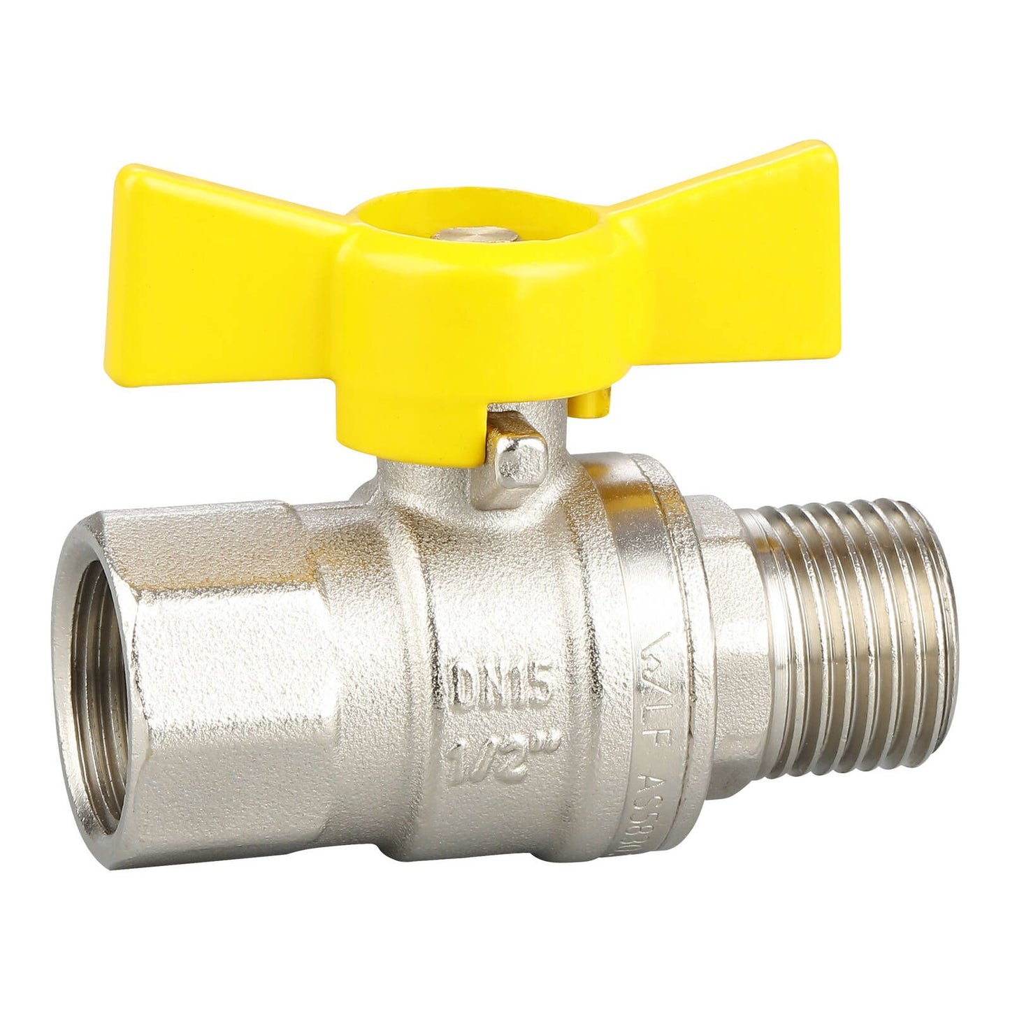 Kinetic Male Female Butterfly Handle Gas Lever Valve - 15mm
