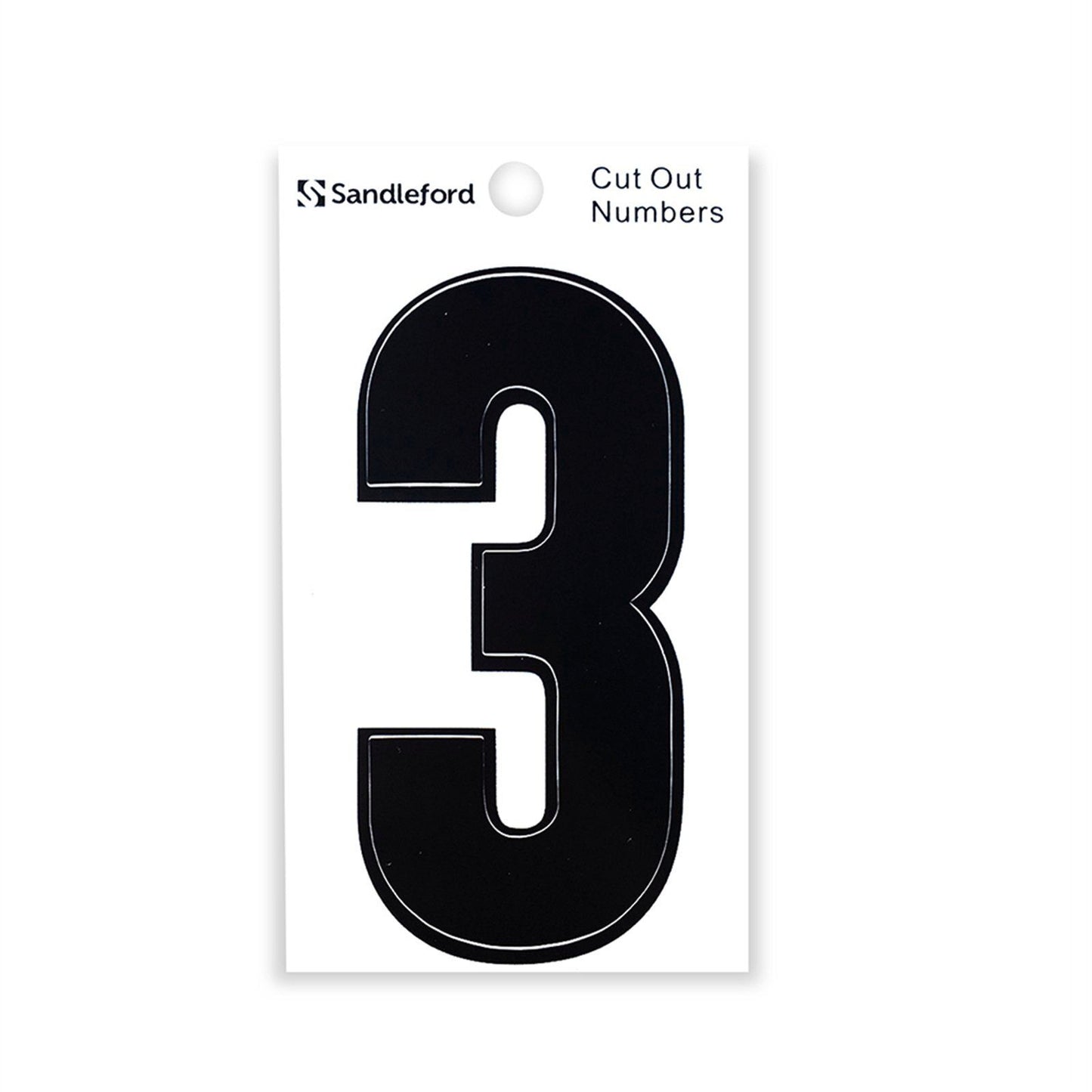 Sandleford Self Adhesive House Number 3 - 85mm - Black Cut Out