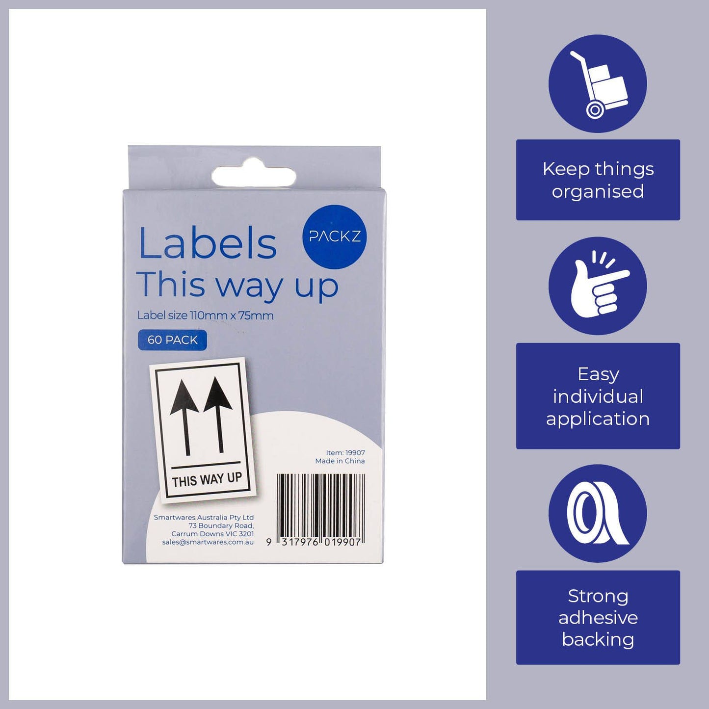 Packz This Way Up Label - 110 x 75mm - 60 Pack