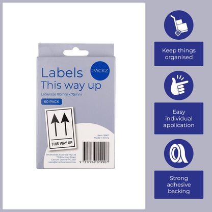 Packz This Way Up Label - 110 x 75mm - 60 Pack