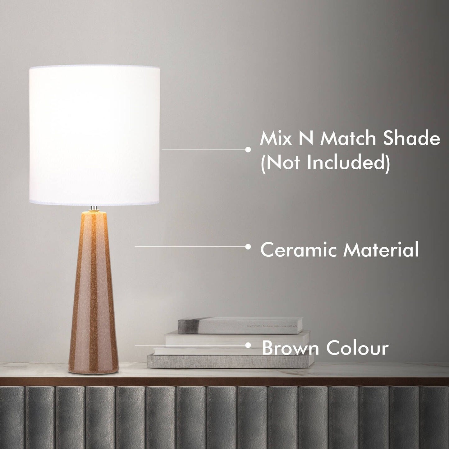Verve Design Caria Ceramic Lamp Base - Brown - 100 x 410mm