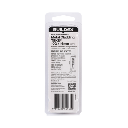 Buildex Teks Screws - 10g x 16mm - Class 4 - 20 Pack