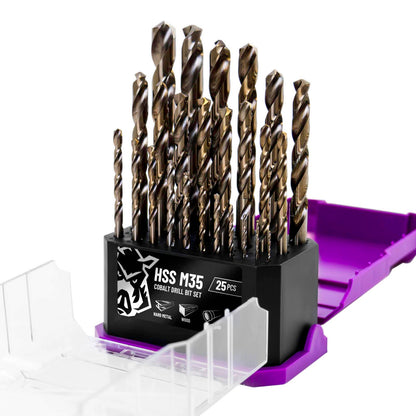 Full Boar HSS M35 Drill Bit Set - 25 Piece