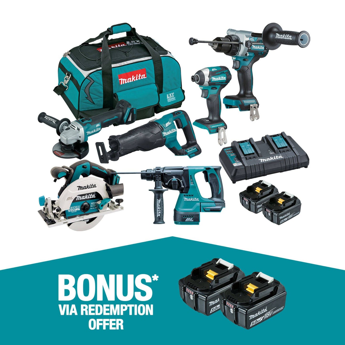 Makita Brushless Combo Kit - 6 Piece - 18V - DLX6109TX1