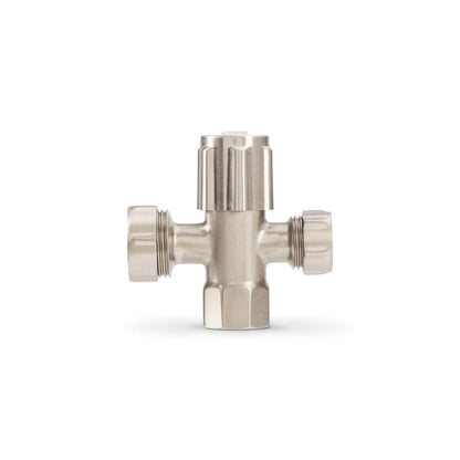 Brasshards 2 Way Under Sink Valve - 20mm x 15mm - Brushed Nickel