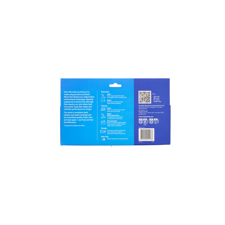 Monarch Mini Rollers Blue 100mm 5 Pack