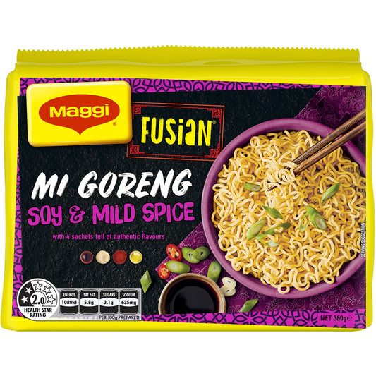 Maggi Fusian Mi Goreng Soy & Mild Spice Flavour Instant Noodles 5 Serve, 1pc