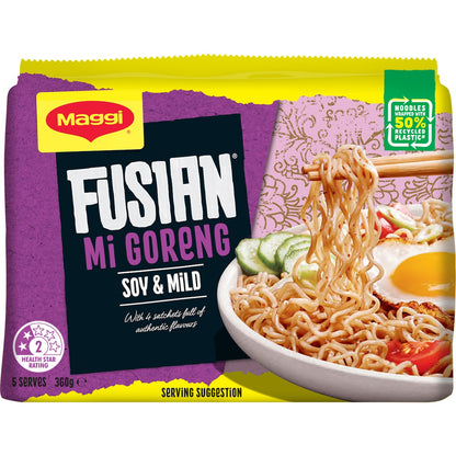 Maggi Fusian Mi Goreng Soy & Mild Spice Flavour Instant Noodles 360g 5 Pack