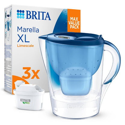 Brita Water Filter Jug Premium Pack Marella Xl 3.5l Blue Limescale Each