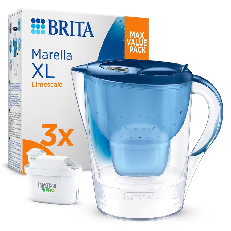 Brita Water Filter Jug Premium Pack Marella Xl 3.5l Blue Limescale Each