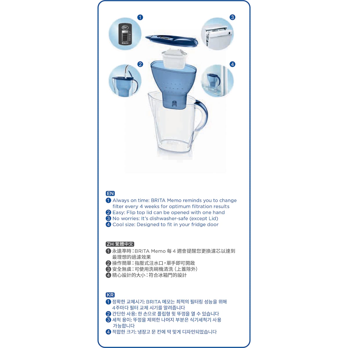 Brita Water Filter Jug Marella Blue 2.4l