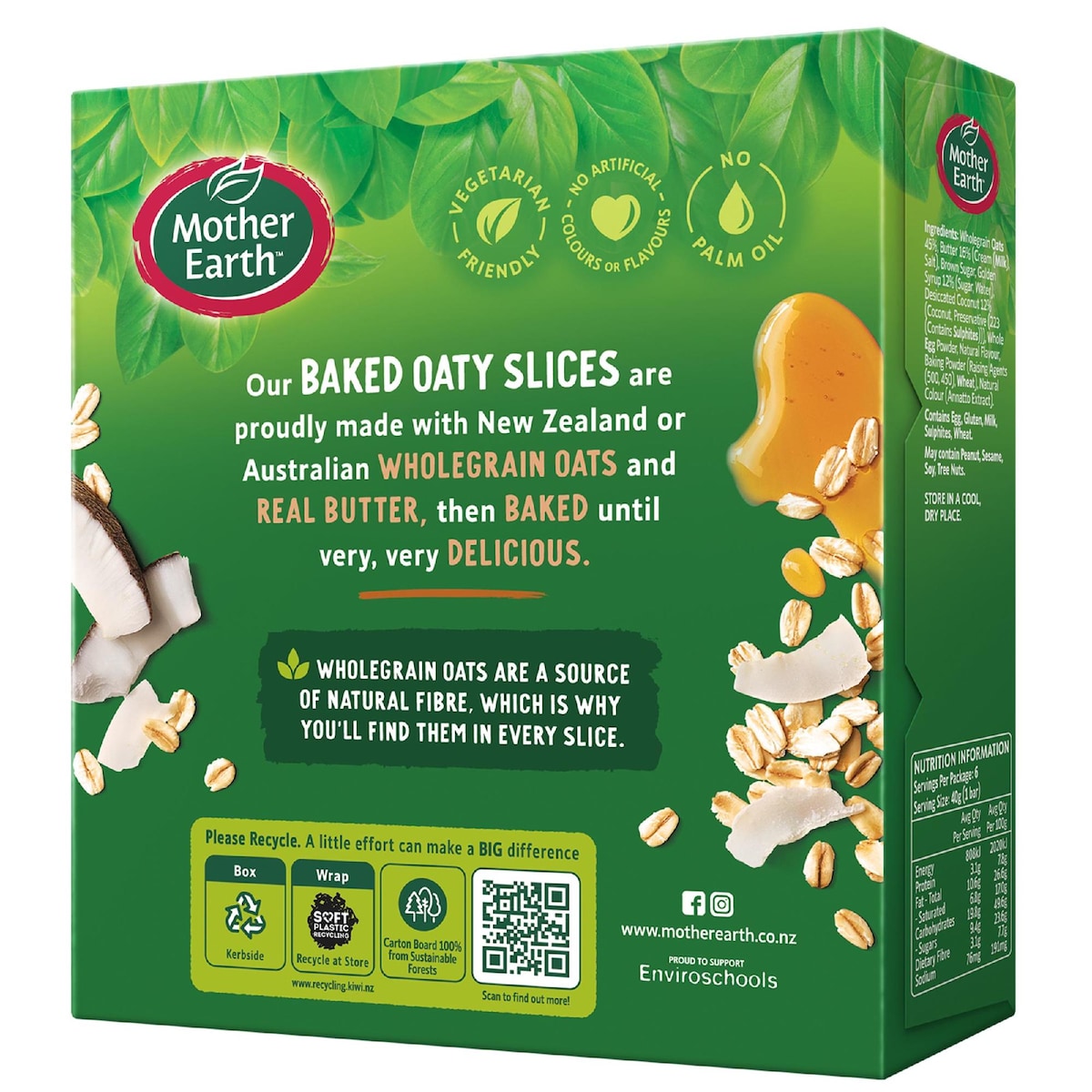 Mother Earth Golden Baked Oaty Slice Golden Oats 6 Pack 240g
