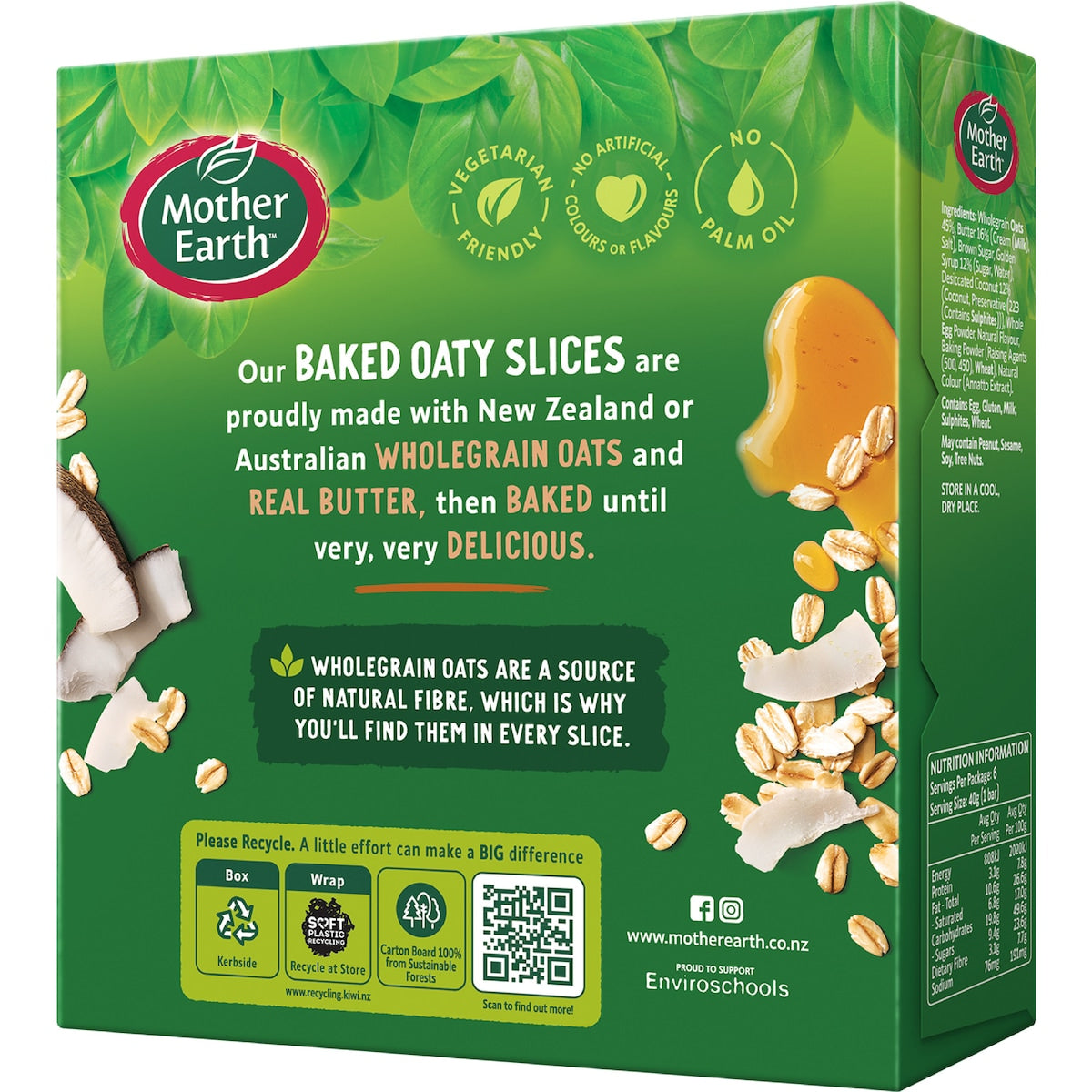 Mother Earth Baked Oaty Slice Golden Oats 40g X 6 Pack