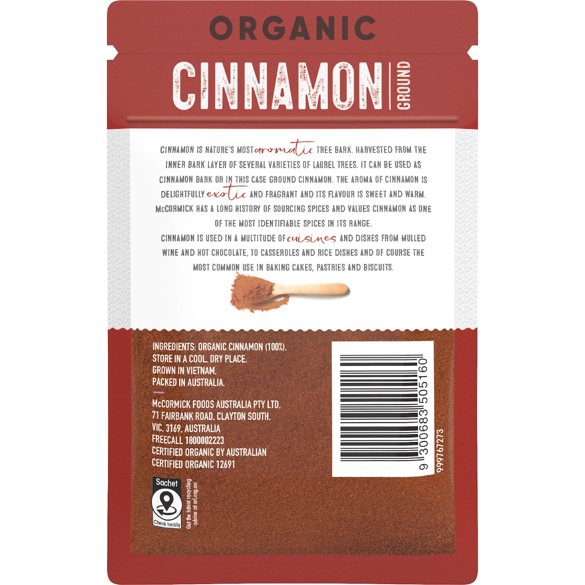 Mccormick Organic Cinnamon Ground 13g