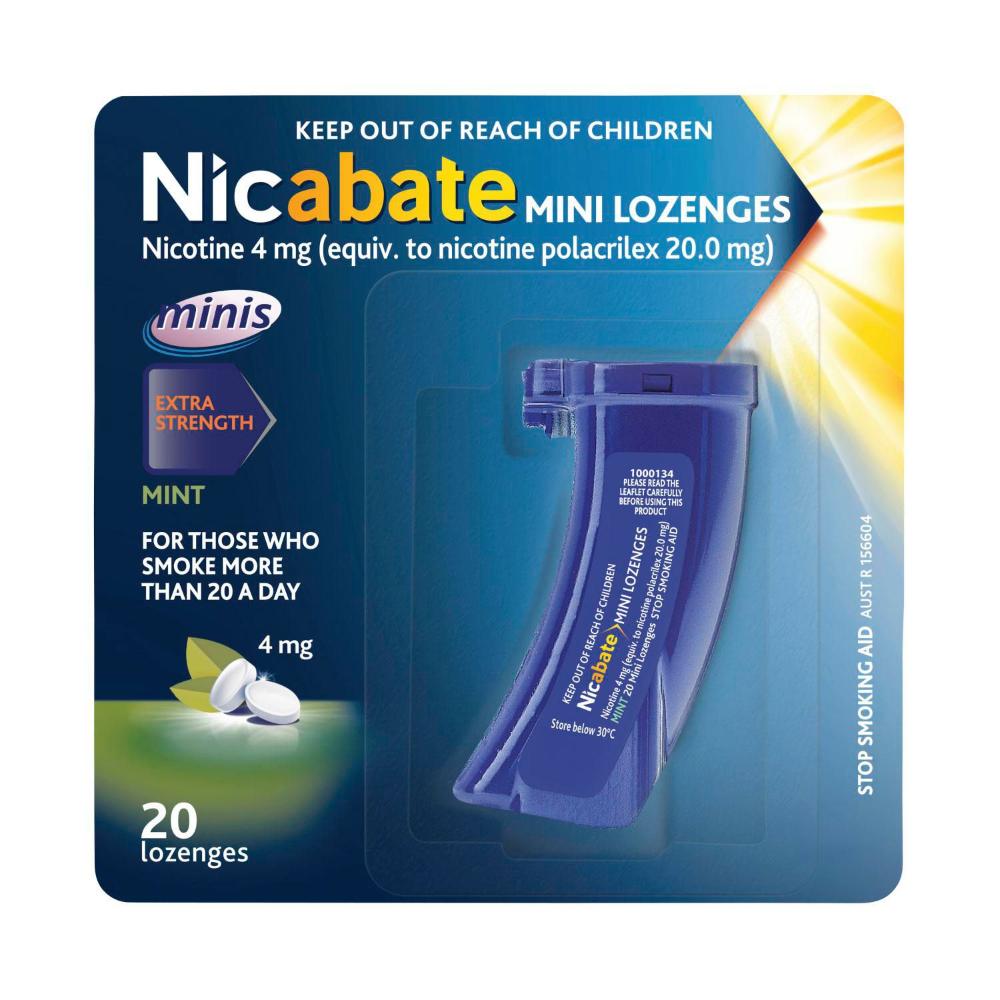 Nicabate Mini Lozenges Extra Strength Mint 4mg - 20 pack