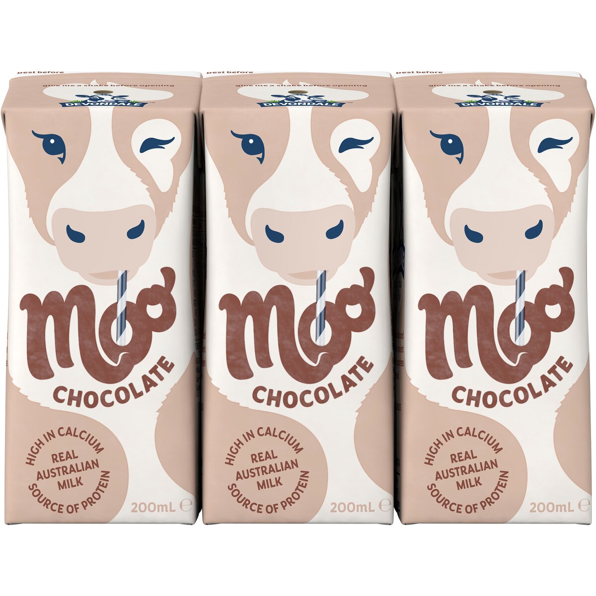Devondale Moo Chocolate Milk Long Life Uht Milk 200ml X 6 Pack