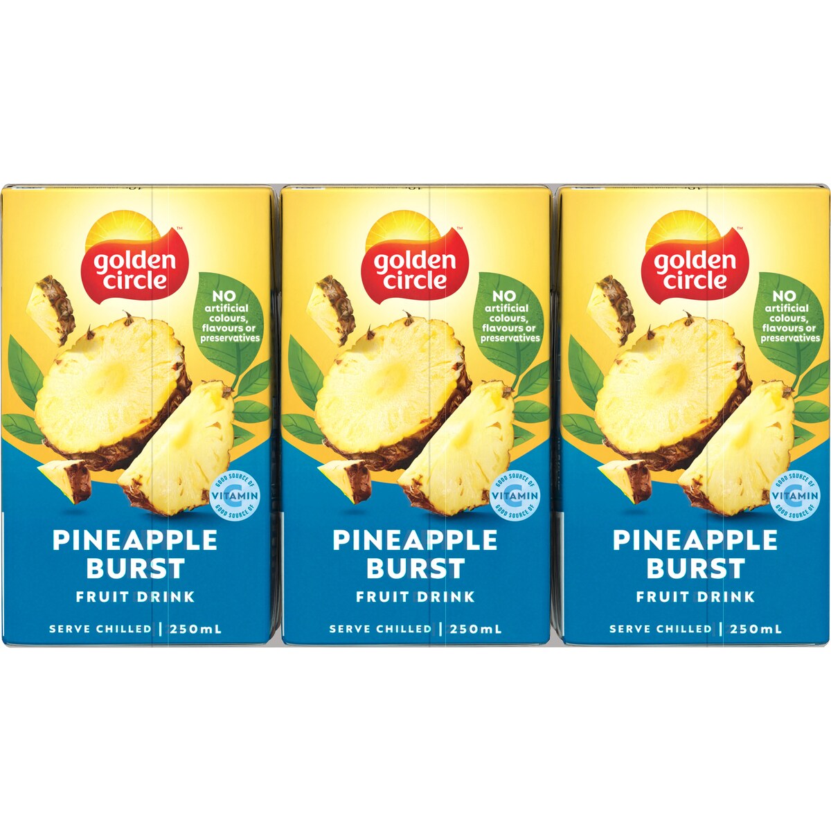 Golden Circle Fruit Drinks Lunch Box Poppers Multipack Pineapple Burst 250ml X6 Pack