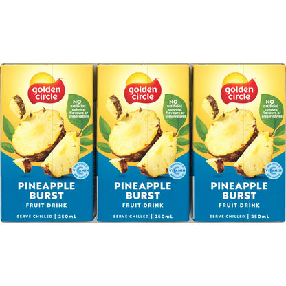 Golden Circle Fruit Drinks Lunch Box Poppers Multipack Pineapple Burst 250ml X6 Pack