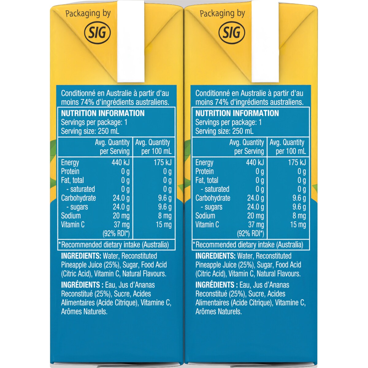 Golden Circle Fruit Drinks Lunch Box Poppers Multipack Pineapple Burst 250ml X6 Pack