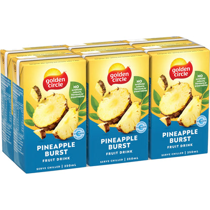 Golden Circle Fruit Drinks Lunch Box Poppers Multipack Pineapple Burst 250ml X6 Pack