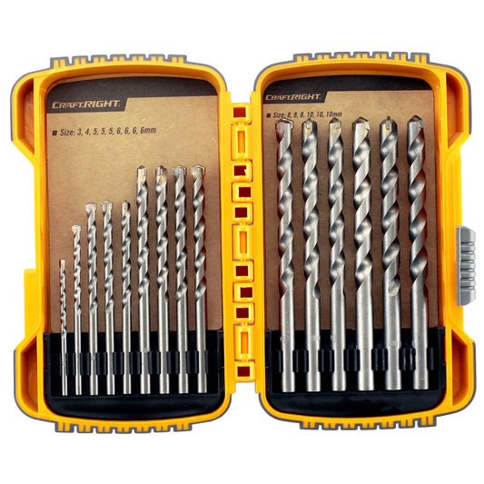 Craftright Masonry Drill Bit Set - 3mm to 10mm - 15 Piece