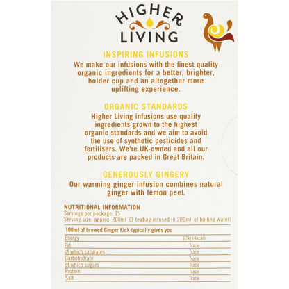 Higher Living Ginger Kick Tea Bags 15 pack