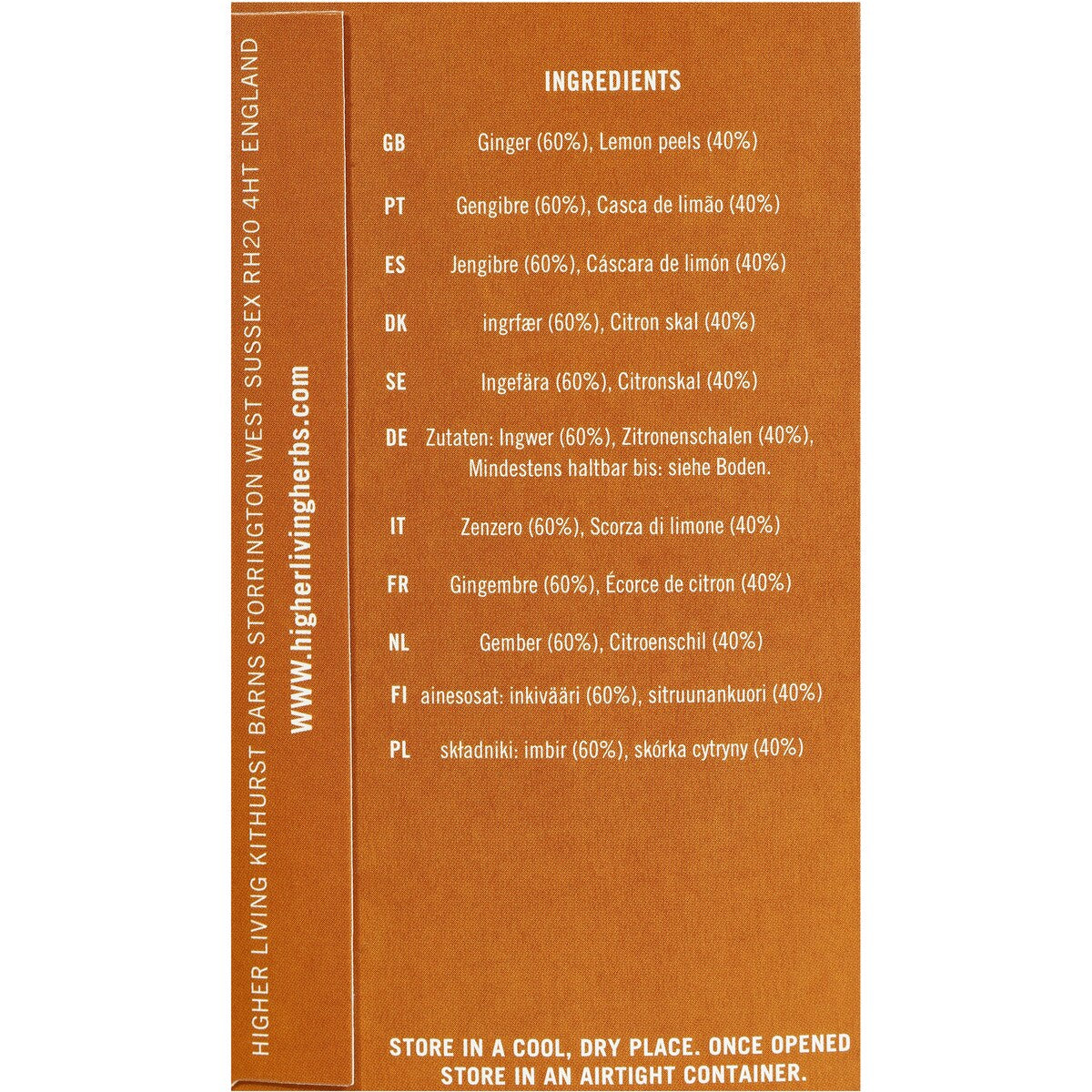 Higher Living Ginger Kick Tea Bags 15 pack