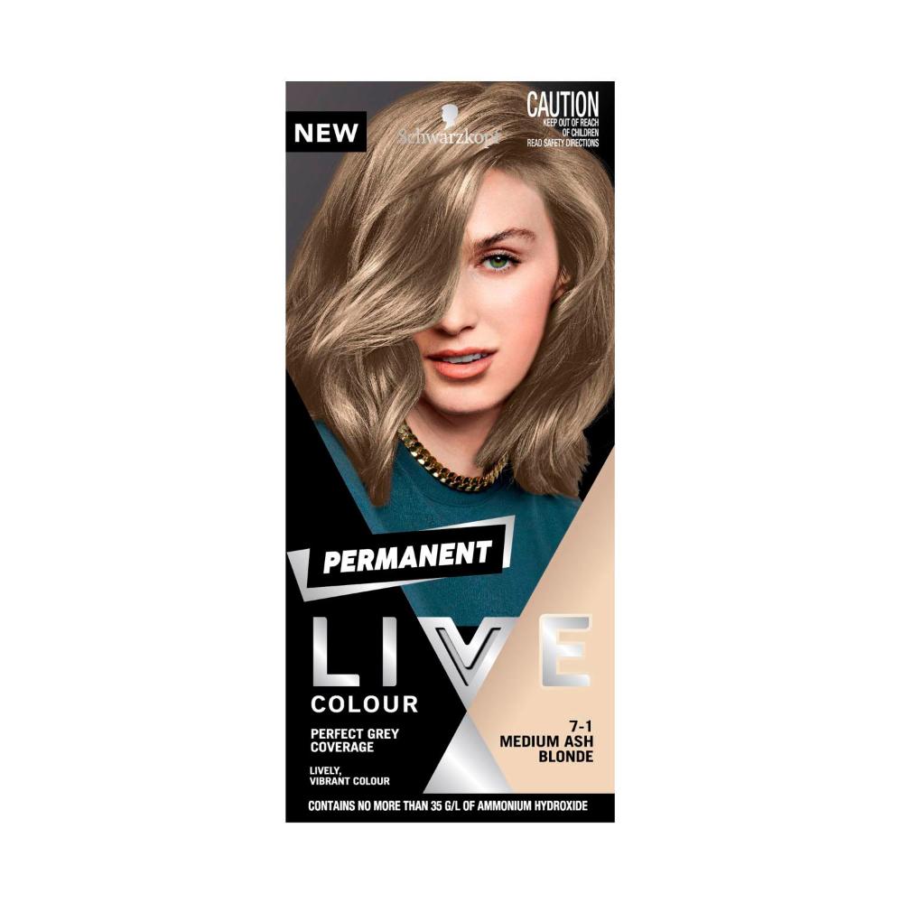 Schwarzkopf Permanent Live Colour Med Ash Blonde 7.1 - 1 pack