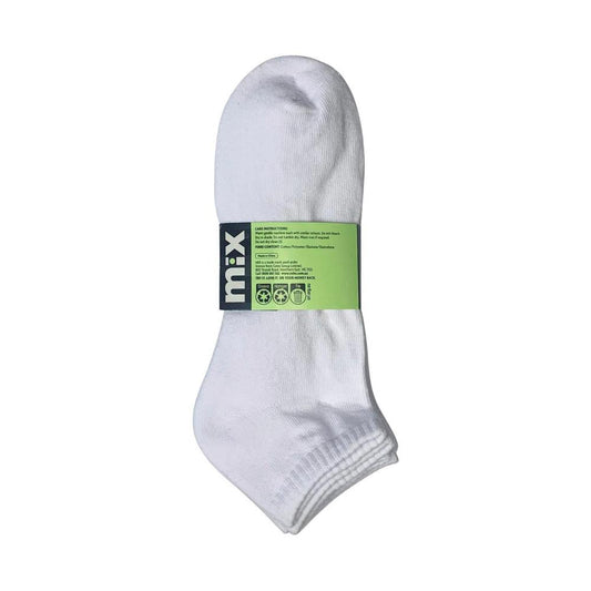 Mix Mens Low Cut Sports Socks White Sz 6-10 / 10+ 5 PACK