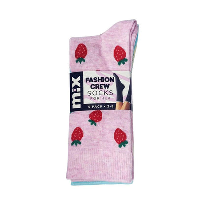 Mix Womens Crew Casual Novlety Socks Size 5-10 5 PACK